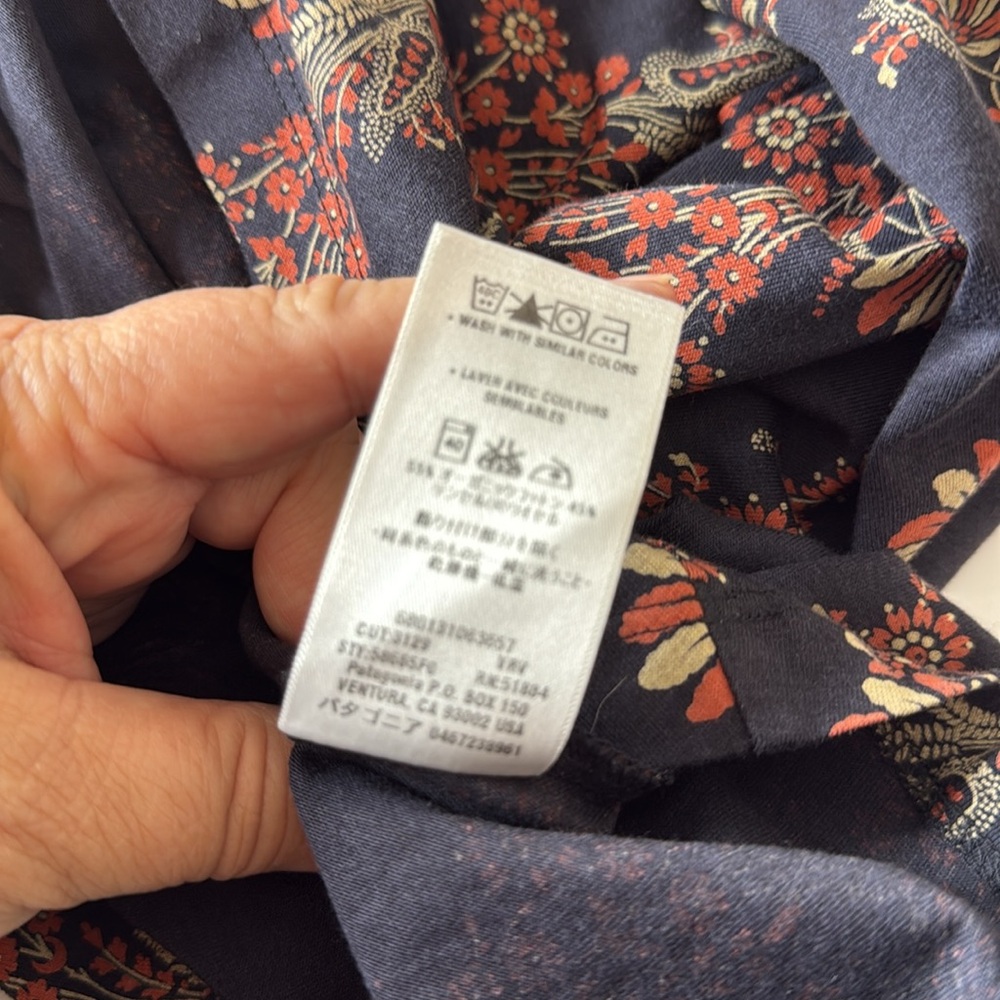 Patagonia Organic Cotton Convertible Dress Navy Blur Floral Large - Picture 10 of 12